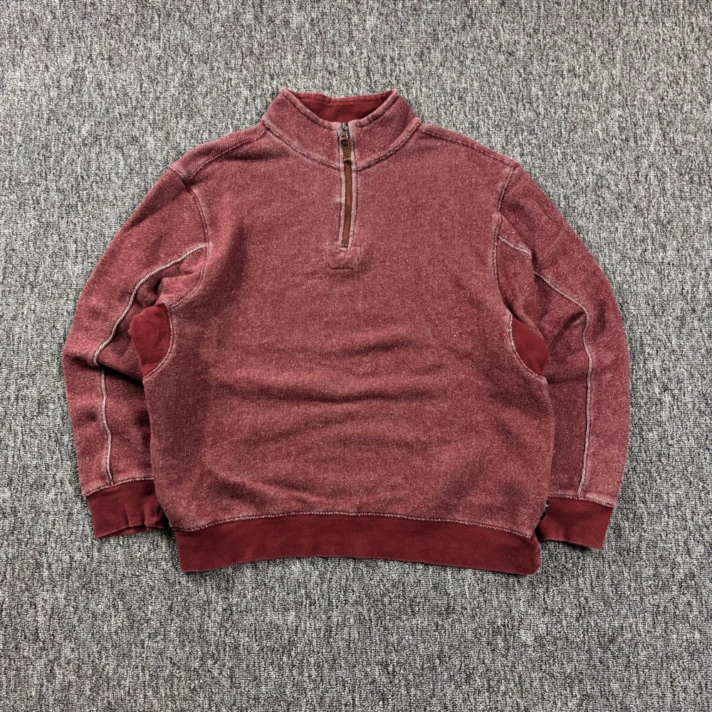 Vintage 2000s Preppy Knit Woolrich Quarter Zip Sweater Burgundy Large